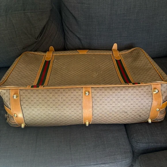 Gucci Vintage Authentic Coated Canvas Luggage Large Stripes 1980’s GG Monogram - Picture 4 of 15